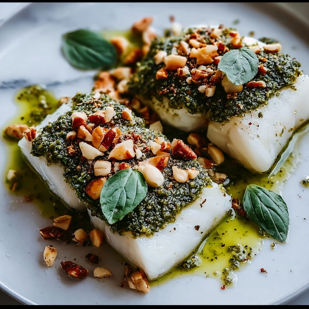 Keto Chilean Seabass with Walnut Pesto Crust Recipe - Recipe Image