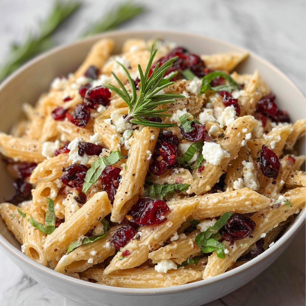 Feta & Cranberry Penne Salad with Orange Vinaigrette Recipe - Recipe Image