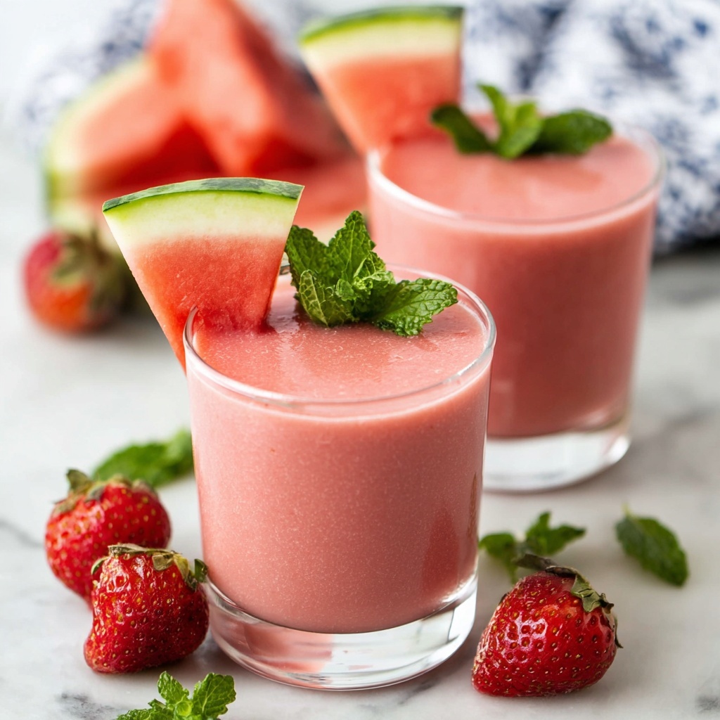 Watermelon Strawberry Smoothie Recipe - Recipe Image