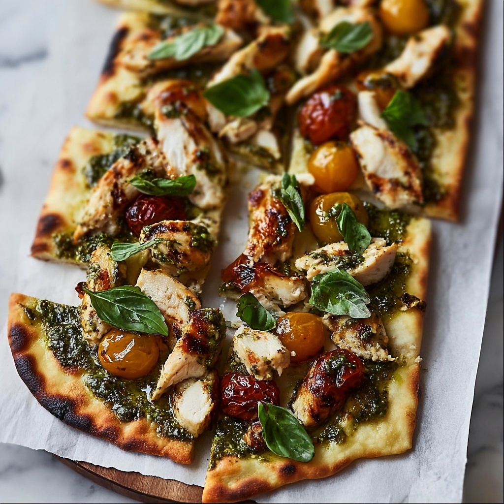 Pesto Chicken Flatbread Recipe - Recipe Image