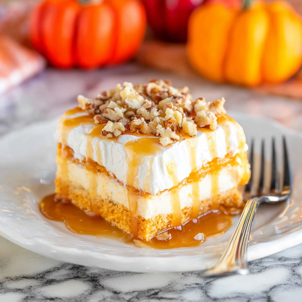 Pumpkin Poke Cake with Caramel and Toffee Recipe - Recipe Image
