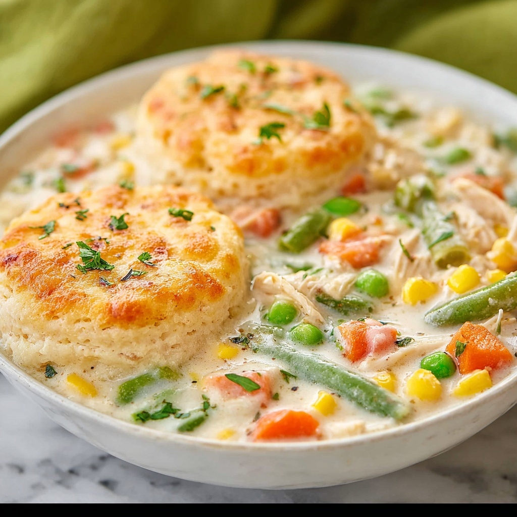 Chicken Pot Pie Soup with Buttermilk Biscuit Topping Recipe - Recipe Image