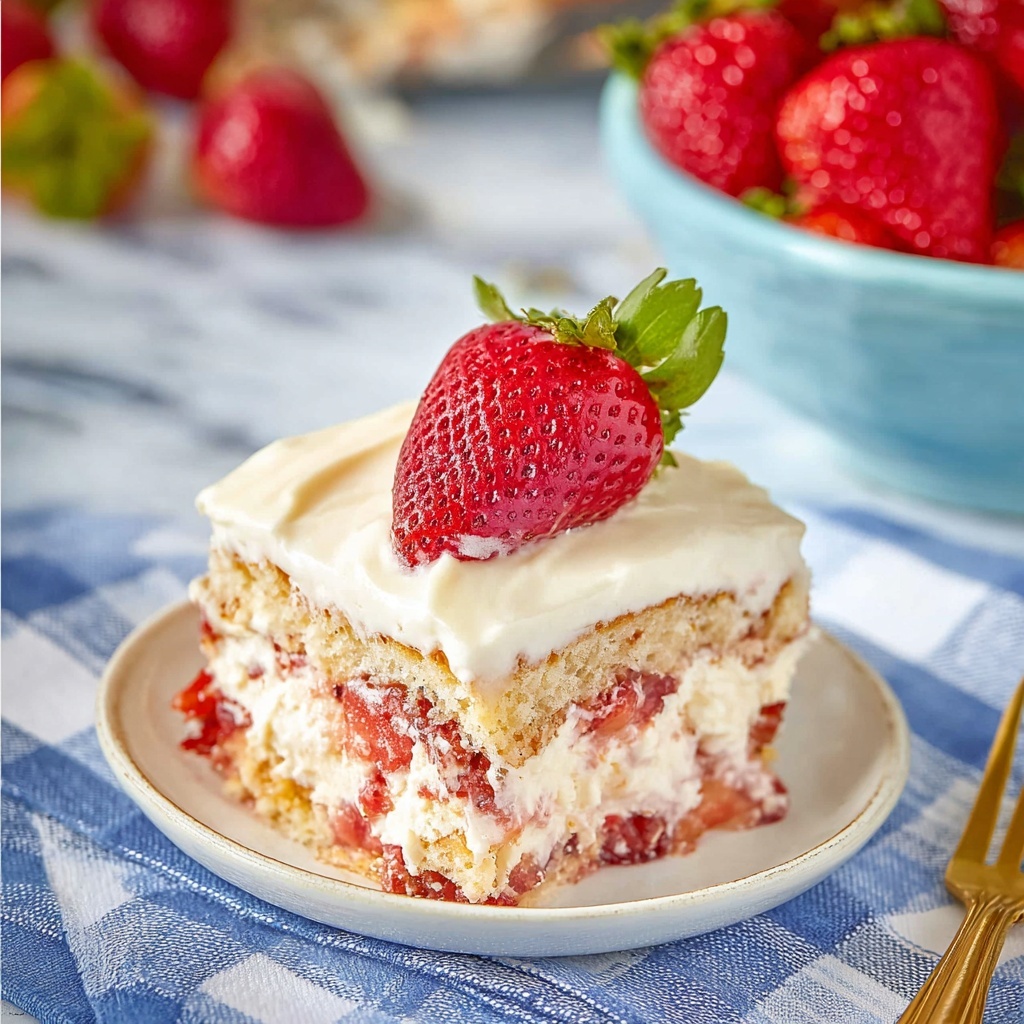 Strawberries and Cream Eclair Cake Recipe - Recipe Image
