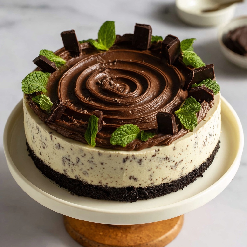 No-Bake Vegan Mint Chocolate Chip Cheesecake Recipe - Recipe Image
