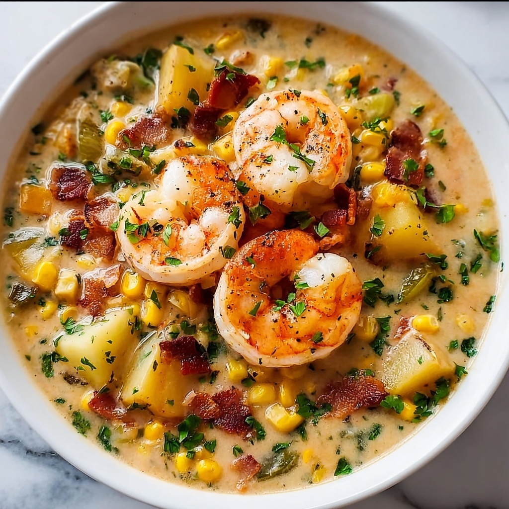 Creamy Potato Shrimp and Corn Chowder Recipe - Recipe Image