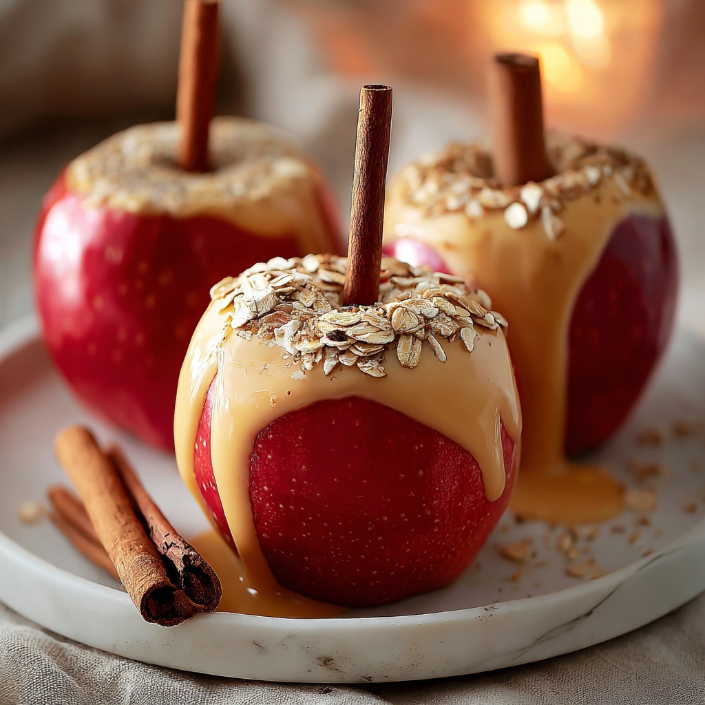 Cinnamon Oatmeal Stuffed Apples with Vanilla Custard Sauce Recipe - Recipe Image