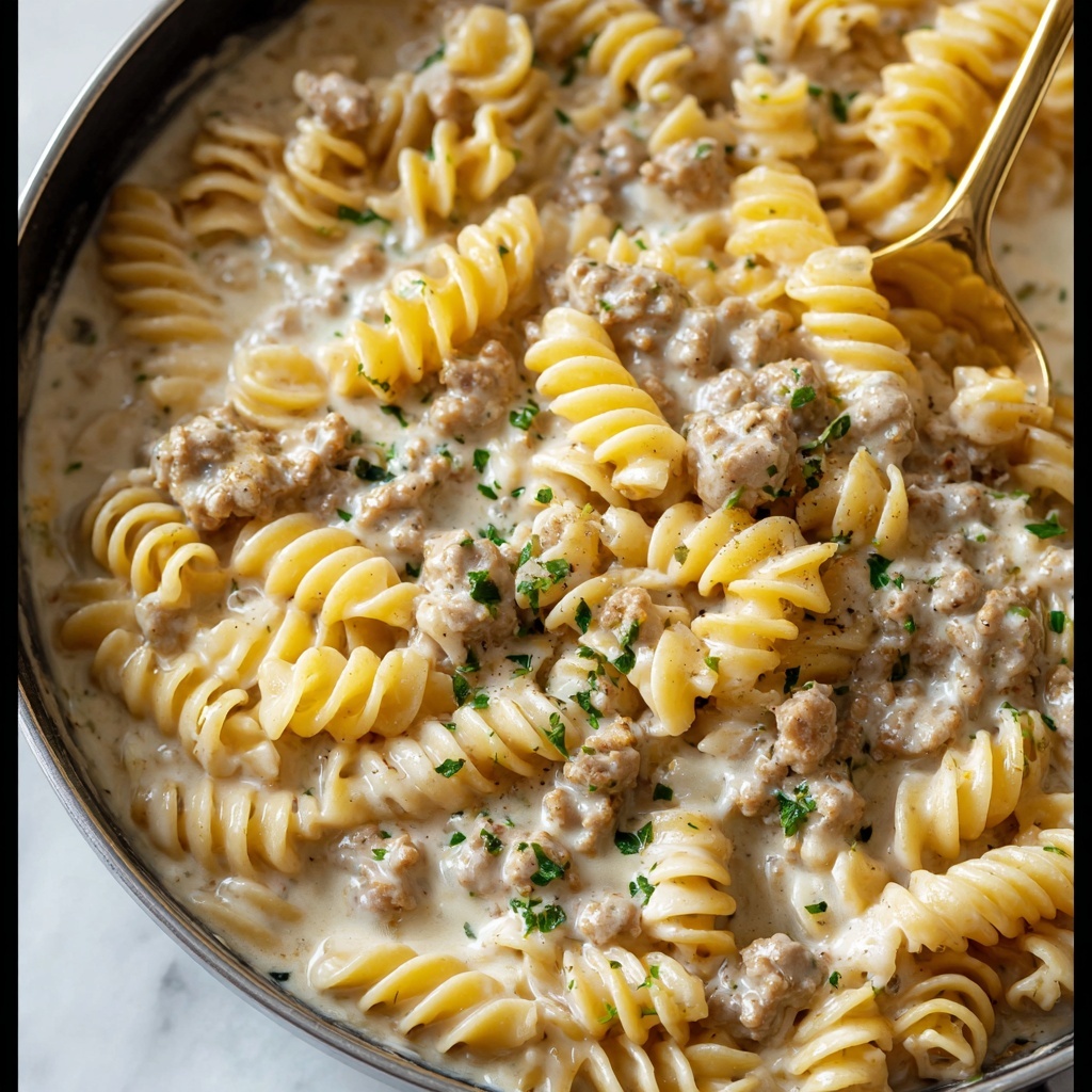 Stovetop Creamy Ground Beef Pasta Recipe - Recipe Image