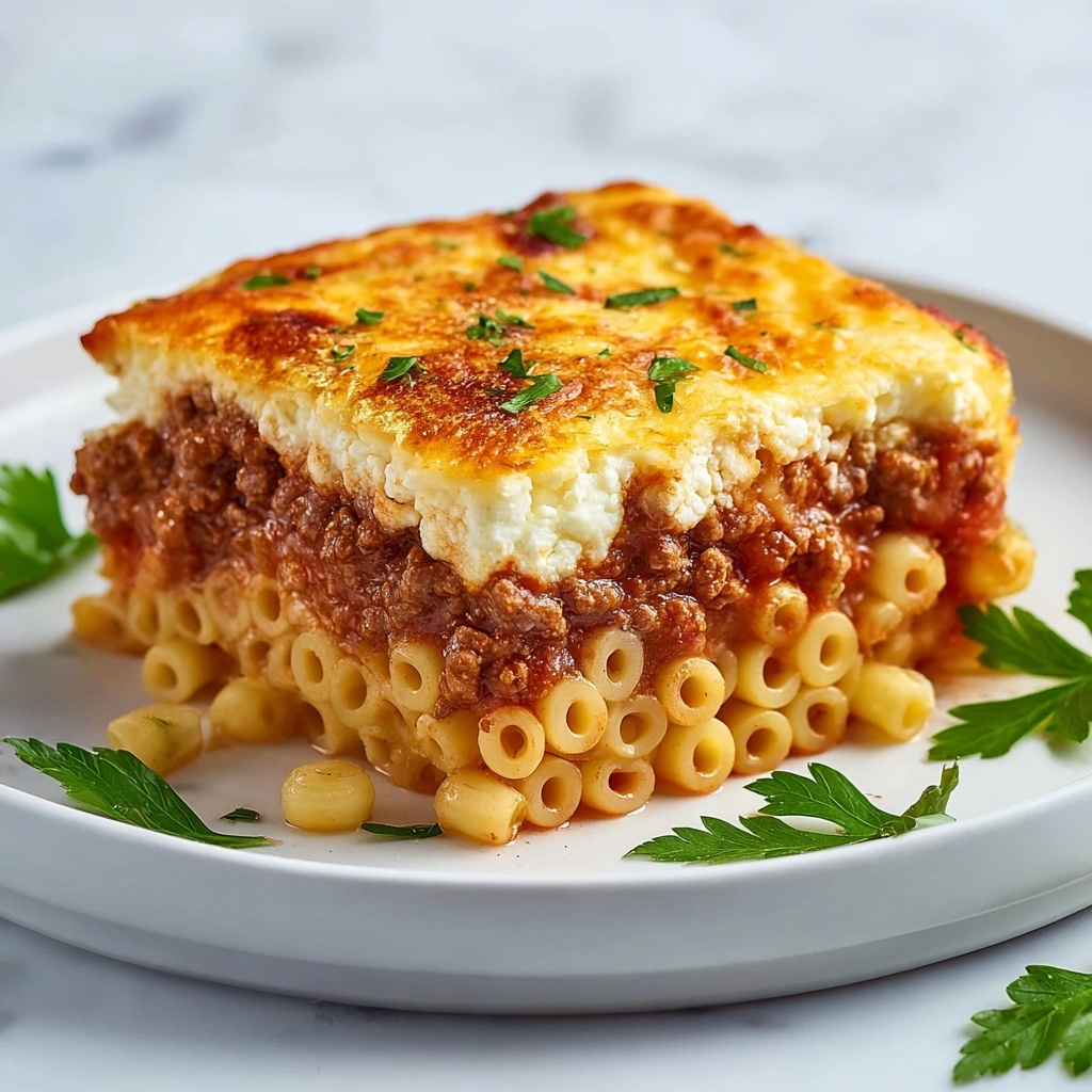 Pastitsio (Greek Baked Pasta with Meat and Bechamel Sauce) Recipe - Recipe Image