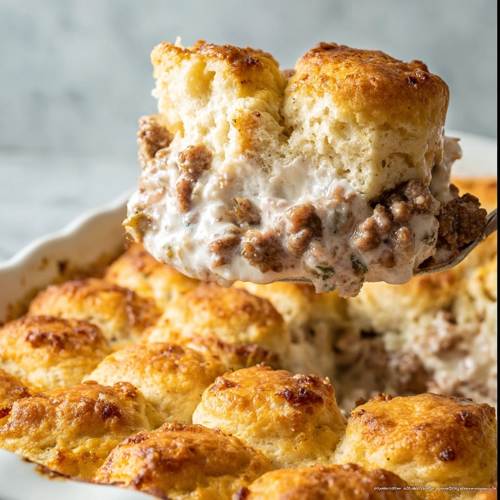 Sausage Gravy and Biscuit Pie Recipe - Recipe Image