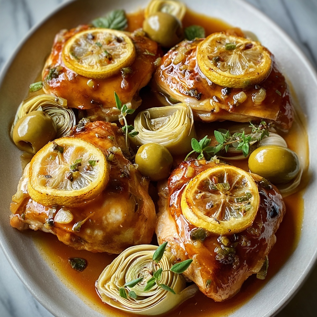 Mediterranean Lemon Chicken with Artichokes & Olives Recipe - Recipe Image