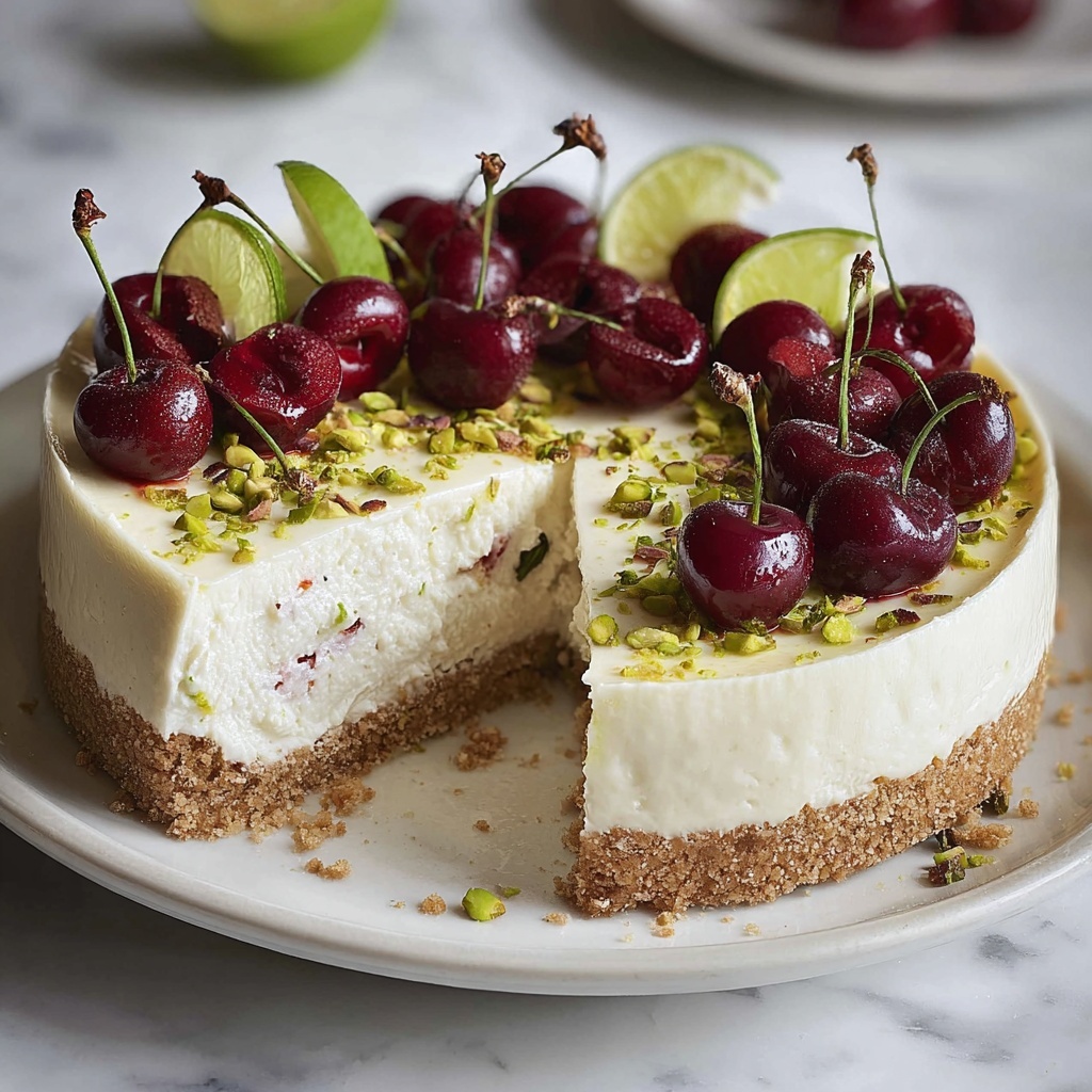Lemon-Lime Cherry Pistachio Cheesecake Recipe - Recipe Image