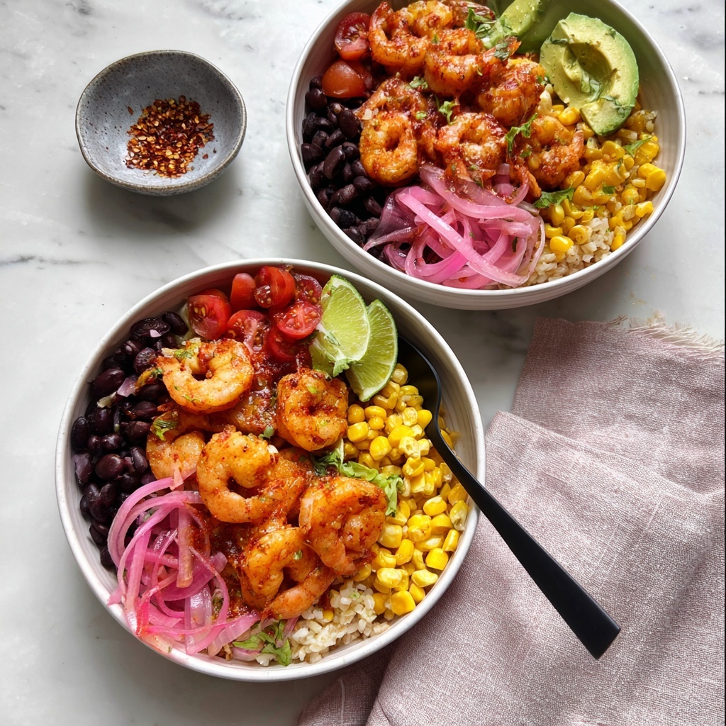 Shrimp Burrito Bowls with Cilantro Lime Rice and Roasted Corn Recipe - Recipe Image