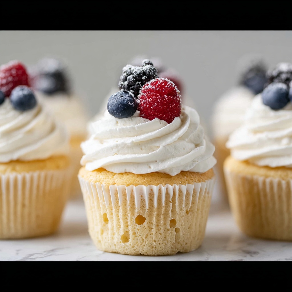 Angel Food Cupcakes with Whipped Cream and Berries Recipe - Recipe Image
