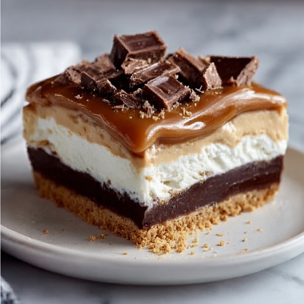 Homemade No-Bake Twix Cheesecake Recipe - Recipe Image