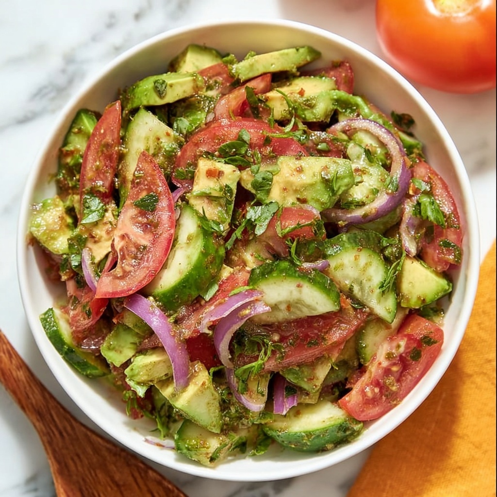 Cucumber Tomato Avocado Salad Recipe - Recipe Image