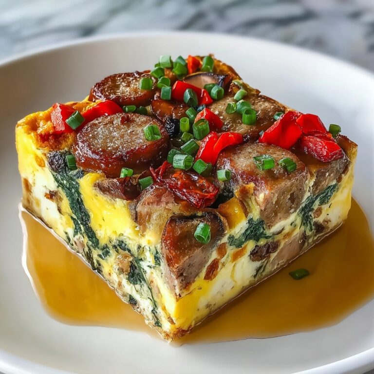 Hearty Sausage Spinach Mushroom Egg Bake Recipe