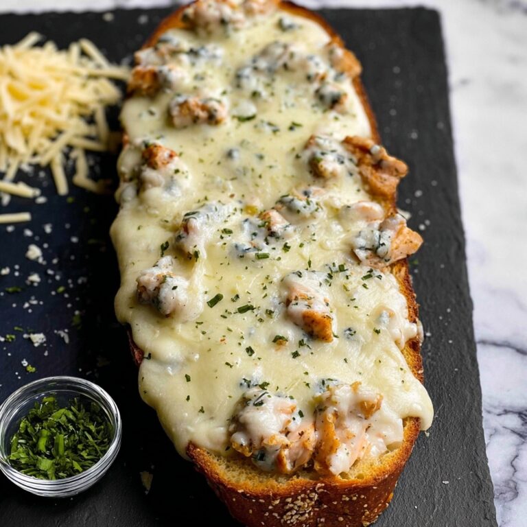 Creamy Chicken Alfredo Garlic Bread Recipe