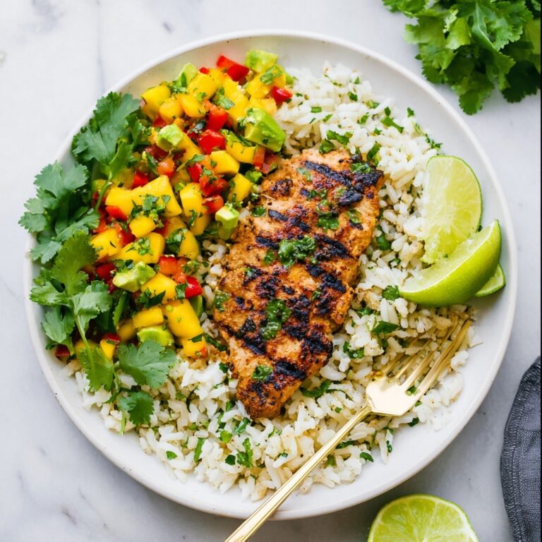Cilantro Lime Chicken with Mango-Avocado Salsa and Citrus Rice Recipe