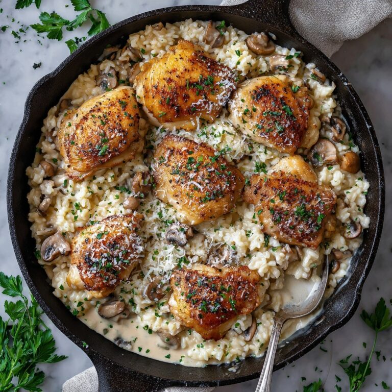 One-Pan Creamy Parmesan Chicken & Rice Recipe