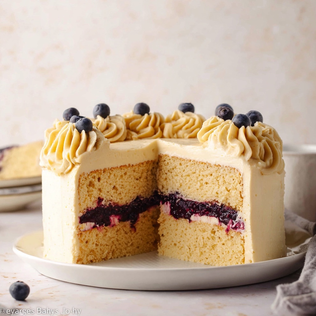 Vanilla Cake with Blueberry Filling Recipe - Recipe Image