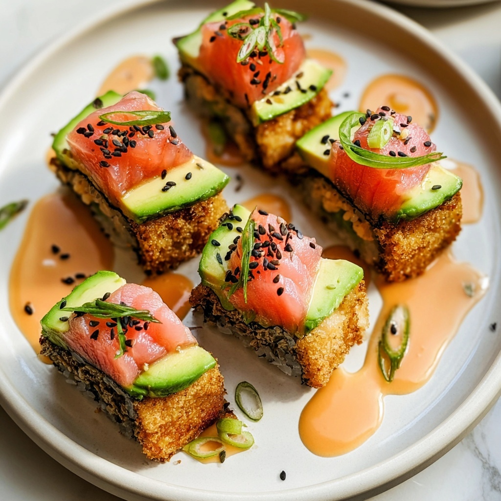 Crispy Rice Sushi Cupcakes with Smoked Salmon and Avocado Recipe - Recipe Image