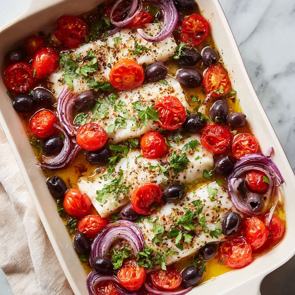 Baked Mediterranean Cod with Cherry Tomatoes Recipe - Recipe Image