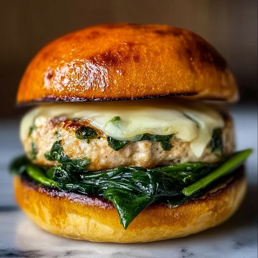 White Cheddar & Spinach Chicken Burgers Recipe - Recipe Image