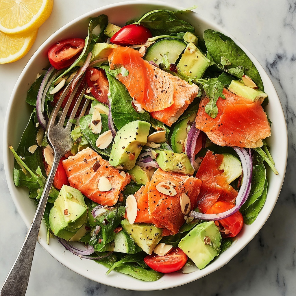 Salmon Avocado Salad with Lemon Vinaigrette Recipe - Recipe Image