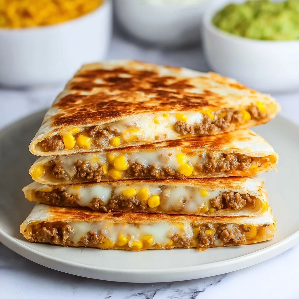 Cheesy Ground Beef Quesadillas Recipe - Recipe Image
