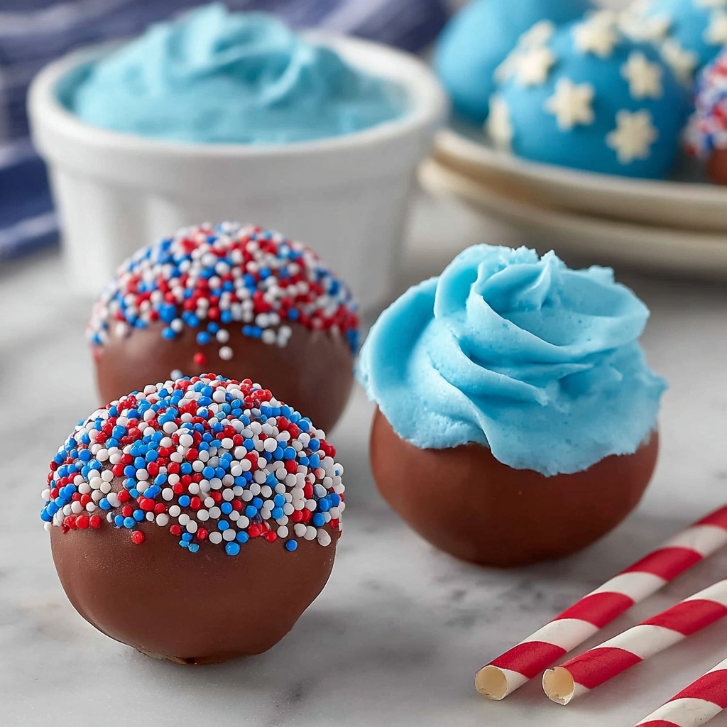 Patriotic Chocolate Cake Balls Recipe - Recipe Image