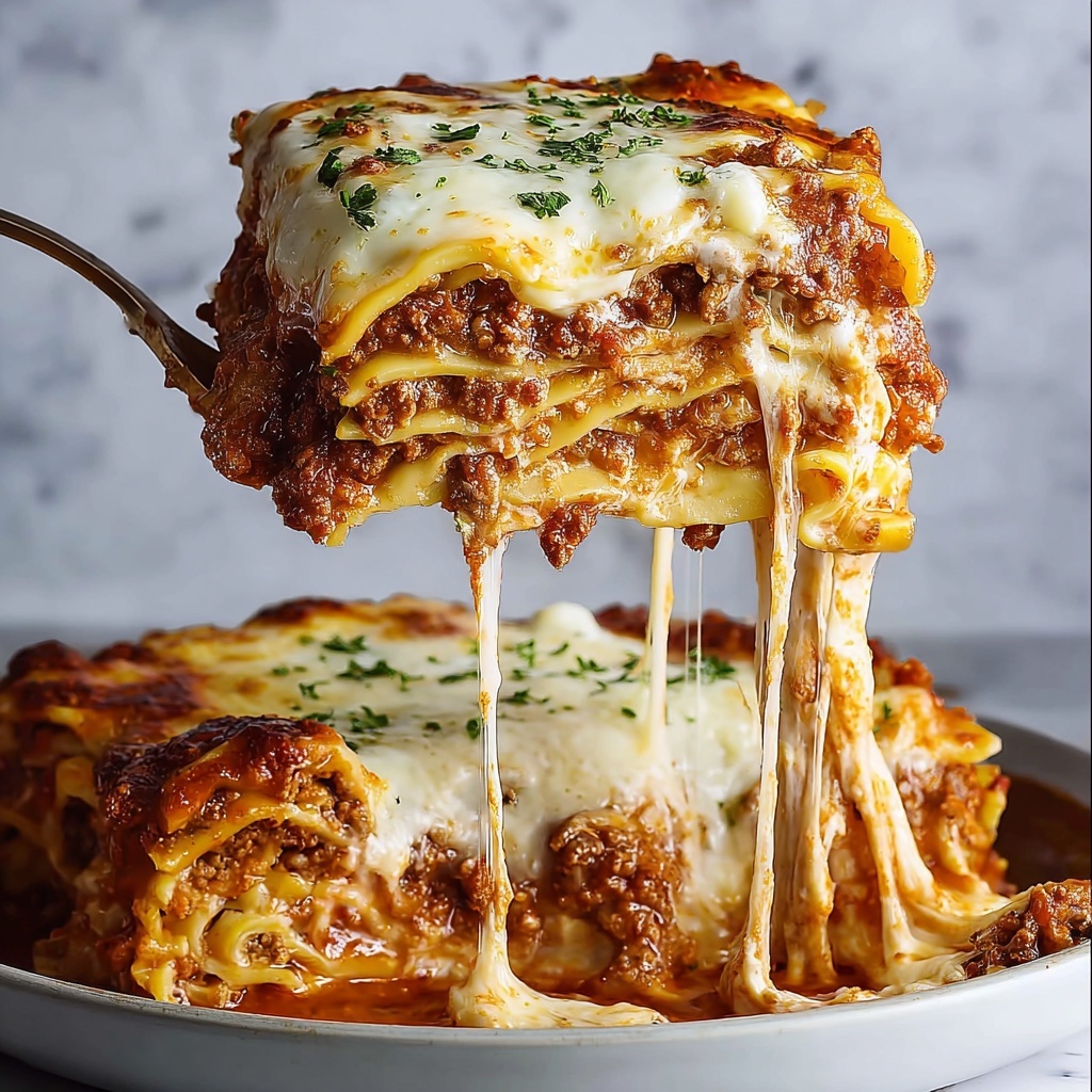 Classic Homemade Beef Lasagna with Cheese and Herbs Recipe - Recipe Image