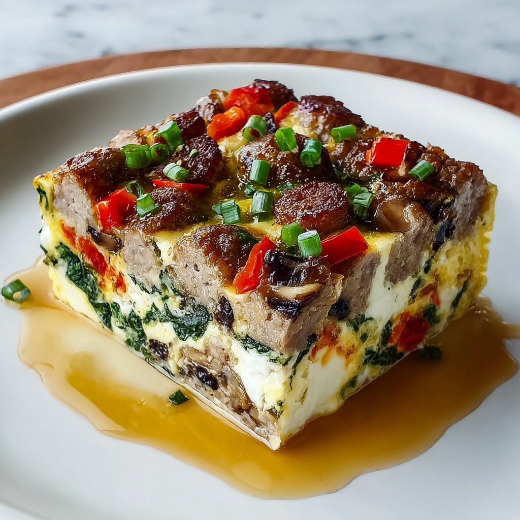Hearty Sausage Spinach Mushroom Egg Bake Recipe - Recipe Image