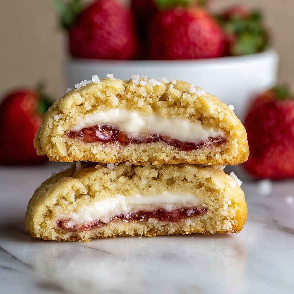 Cheesecake Cookies with Strawberry Jam and White Chocolate Recipe - Recipe Image