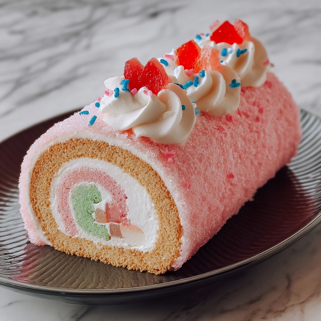 Japanese Cotton Candy Swiss Cake Roll Recipe - Recipe Image