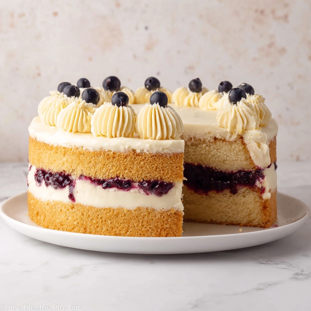 Vanilla Cake with Blueberry Filling Recipe - Recipe Image