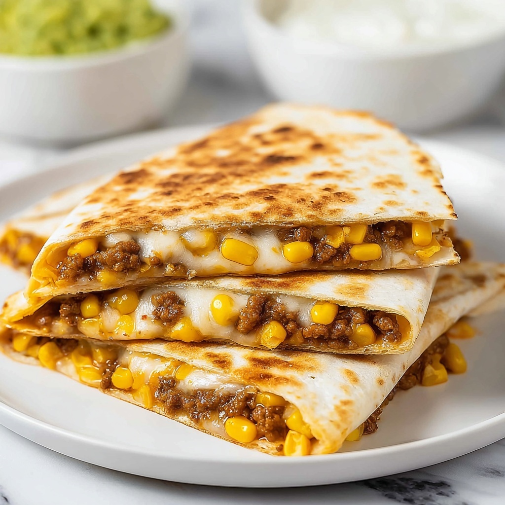 Cheesy Ground Beef Quesadillas Recipe - Recipe Image