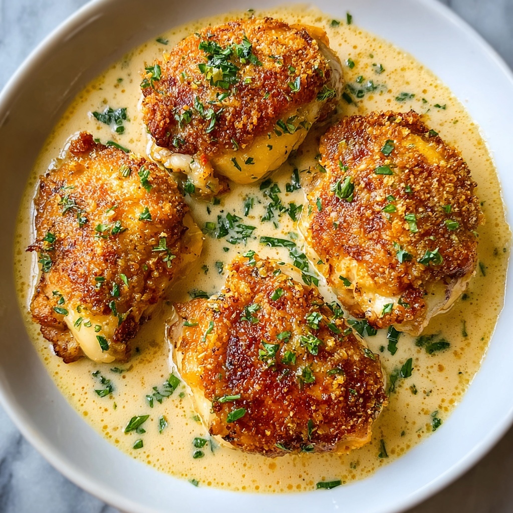 Crispy Parmesan Chicken with a Rich Garlic Sauce Recipe - Recipe Image