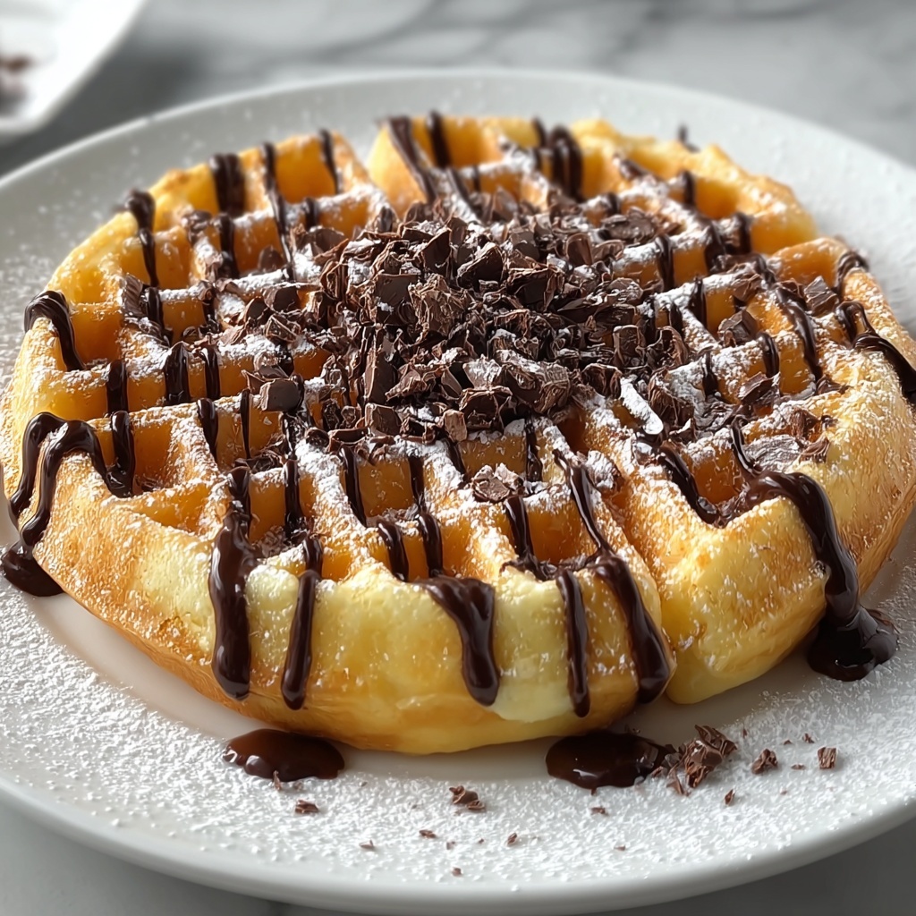 Crispy Homemade Funnel Cake with Chocolate Drizzle Recipe - Recipe Image
