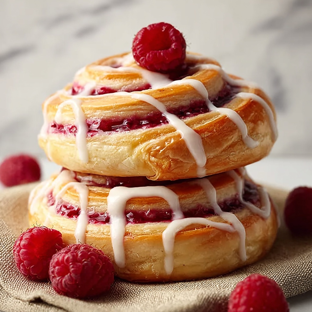 Raspberry Cinnamon Rolls with Lemon Glaze Recipe - Recipe Image