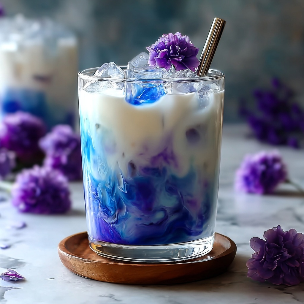 Iced Butterfly Pea Flower Tea Latte Recipe - Recipe Image